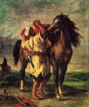 Eugène Delacroix œuvres - Ferdinand Victor Eugène Une Chevalerie Marocaine Un Cheval Romantique Eugène Delacroix